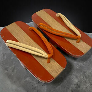 Vintage Asian Wooden Platform Sandals Geta Style Muji Japan China Original Box